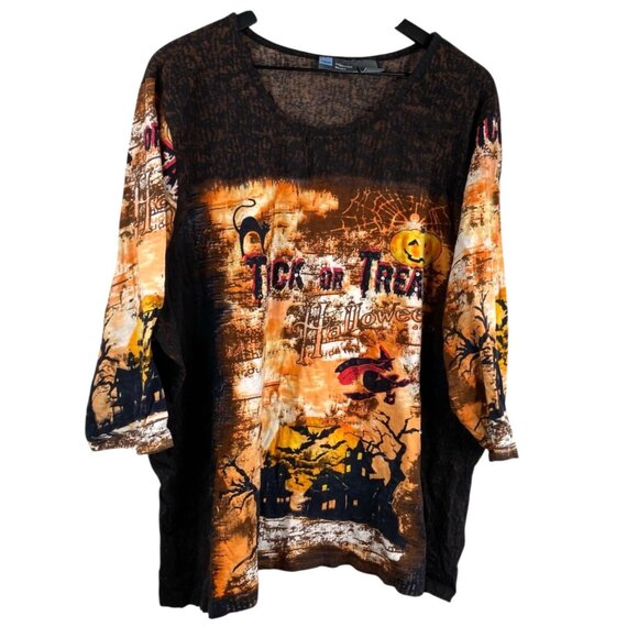 Liz & Me Tops - Liz & Me Collectors Series Top Halloween Trick Or Treat Sequins Multicolor Sz 3X